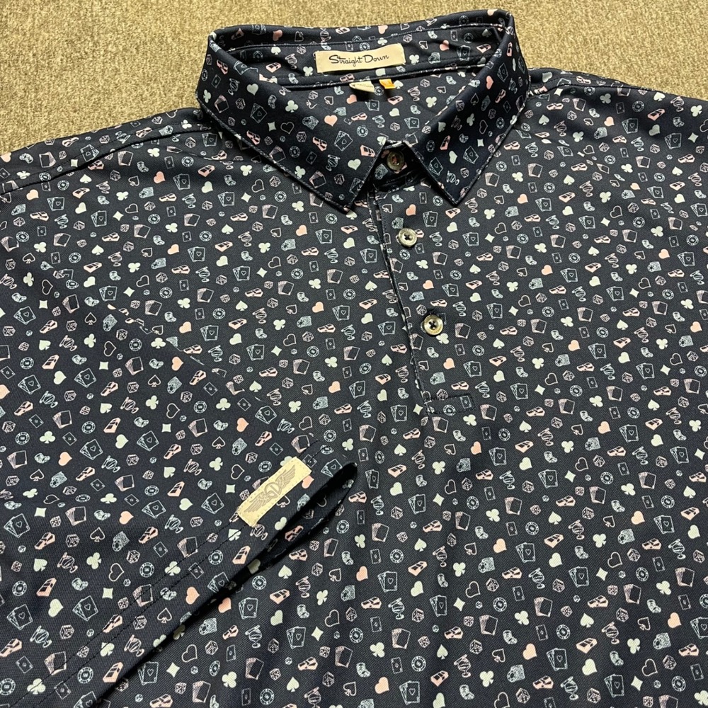 Straight Down "Lucky Cat‎ Hold 'Em" Polo Men's XL